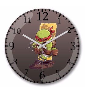 Ninja Turtle Ninja Kaplubağa Duvar Saati Bombeli Gercek Cam