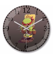 Ninja Turtle Ninja Kaplubağa Duvar Saati Bombeli Gercek Cam