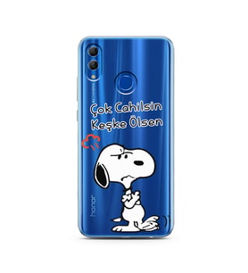 Snoopy Tasarımlı Süper Şeffaf Silikon Telefon Kılıfı Huawei Honor 10 Lite 