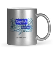 BK Gift Kişiye Özel İngilizce Öğretmeni Gümüş Yaldızlı Kupa Bardak  4