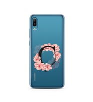 Pembe Çiçekli Harf Tasarım Süper Şeffaf Silikon Telefon Kılıfı Huawei Y6 2019 Ç-