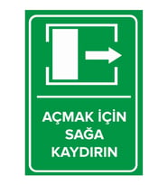 MIGNATIS - Açmak İçin Sağa Kaydırın Levhası - Sac Malzeme 35x50cm