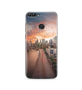 Cadde Tasarımlı Süper Şeffaf Silikon Telefon Kılıfı Huawei P Smart 