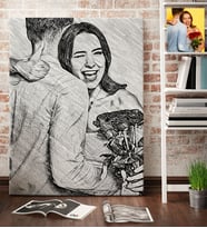 BK Gift Kişiye Özel Karakalem Tasarımlı Kanvas Tablo (70x100cm.), Ev Hediyesi, Ev dekoru