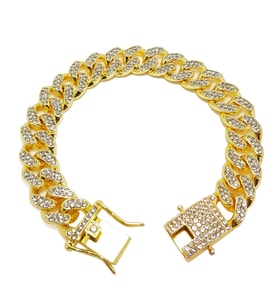 Chavin 12 mm. Kalın Gold Aloy Taşlı Erkek Bileklik ed93sr