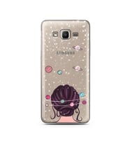 Space Girl Tasarım Süper Şeffaf Silikon Telefon Kılıfı Samsung J2 Prime