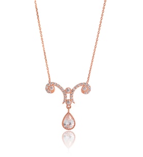 Beyaz Safirli Damla Kolye - Rose