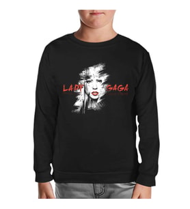 Lady Gaga - Face Siyah Çocuk Sweatshirt