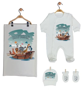 Pia Baby Gl 1947-03 İsme Özel Battaniyeli Tulum Set