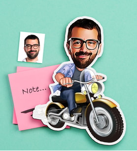 BK Gift Kişiye Özel Bay Motorcu Karikatürlü Ahşap Magnet (Çok Renkli)