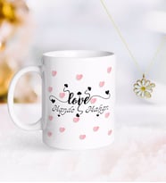 BK Gift Kişiye Özel Sevgililer Günü Kupa ve Çift İsimli Papatya Kolye-26 (Model 1)