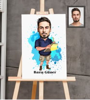 Kişiye Özel İş Adamı Karikatürlü  Ahşap Tablo 30x47 Bay-17
