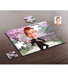 BK Gift Kişiye Özel Çocuk Karateci Karikatürlü Ahşap Puzzle-1