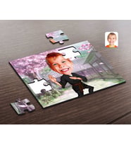 BK Gift Kişiye Özel Çocuk Karateci Karikatürlü Ahşap Puzzle-1