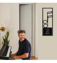 New Jargon - Çerçeve İçinde I Love Music Tasarım Metal Tablosu 70x25cm (Siyah)