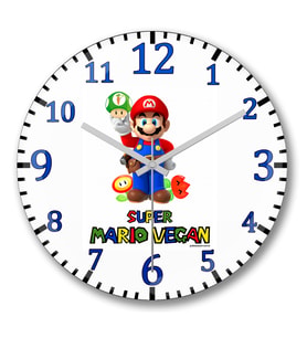 Super Mario Vegan Duvar Saati Bombeli Gercek Cam