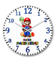 Super Mario Vegan Duvar Saati Bombeli Gercek Cam