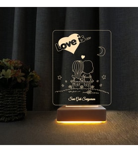 Sevgili Hediyesi Love Is Tasarım 3d Led Gece Lambası Aşk Lambası