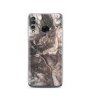 Gri Mermer Tasarımlı Süper Şeffaf Silikon Telefon Kılıfı Huawei P30 Lite 