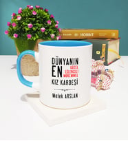 Kız Kardeş Tasarımlı Kişiye Özel Kız Kardeş Kupa Bardak Mavi