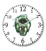 Skull Duvar Saati Bombeli Gercek Cam