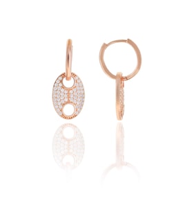 Söğütlü Silver Gümüş rose zirkon taşlı button halka küpe