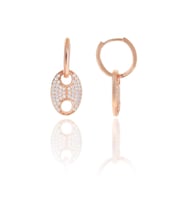 Söğütlü Silver Gümüş rose zirkon taşlı button halka küpe