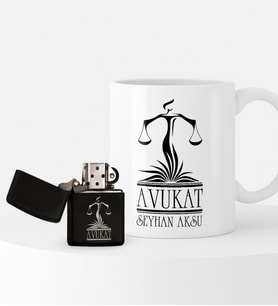 BK Gift Kişiye Özel Avukat Temalı Çakmak ve Kupa Hediye Seti - 9