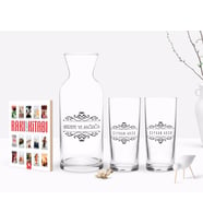 BK Gift Kişiye Özel Renkli Baskılı İsimli İkili Rakı Bardağı Karaf ve Cep Kitabı Hediye Seti-9 (Model 1)