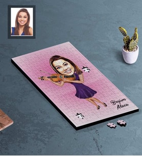 Kişiye Özel Kemancı Karikatürlü A3 130 Parça Puzzle Bayan-1