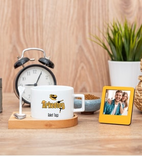 Arkeolog Fincan ve Turuncu Mini Fotoğraf Çerçevesi