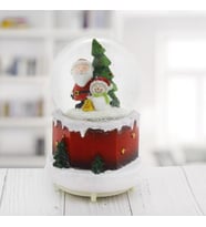 11x18cm Işıklı Kar Küresi Müzikli Püskürtmeli Kardan Adamlı Ağaçlı Yılbaşı