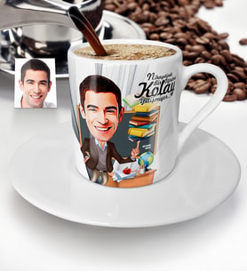 BK Gift Kişiye Özel Bay Öğretmen Karikatür Türk Kahvesi Fincanı  2