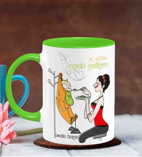 BK Gift Kişiye Özel Anneler Günü Temalı Yeşil Kupa Bardak Y9