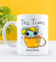 BK Gift Kişiye Özel Tea Time Tasarımlı Beyaz Kupa Bardak