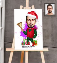 Kişiye Özel Yılbaşı Erkek Karikatürlü Ahşap Tablo 30x47 Model-10