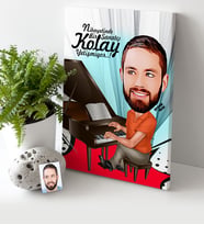 BK Gift Kişiye Özel Bay Piyanist Karikatür Kanvas Tablo 30x50cm 1