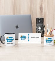 Bilişim Teknolojileri Öğretmeni Siyah Kupa Bardak Kalemlik Ve Masa İsimliği Seti