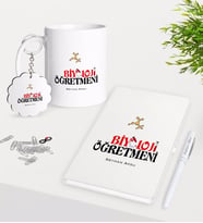 BK Gift Kişiye Özel Biyoloji Öğretmeni Kupa Anahtarlık Beyaz Defter Kalem Hediye Seti (Model 1)