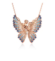 Kelebeğin Rüyası Aqua Geçişli Rose Gümüş Kolye