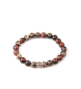Red Snowflake Obsidyen Doğal Taş Bileklik 8 mm Küre Kesim