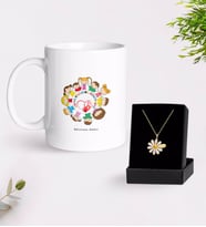BK Gift Kişiye Özel Çocuk Gelişimi Öğretmeni Beyaz Kupa ve Papatya Kolye Hediye Seti-1 (Model 1)