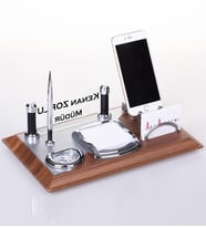 Wood Art Masaüstü İsimlik Seti Hediye Ahşap Ofis Masa İsimliği