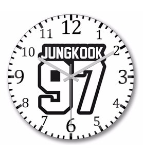 Bts  Jungkook Duvar Saati Bombeli Gercek Cam