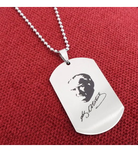 OttoMan Atatürk İmzalı Çelik Erkek Kolye Zincir 6014709846870