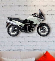 BK Gift Kişiye Özel Motosiklet Tasarımlı Ahşap Duvar Saati-5 (Beyaz)