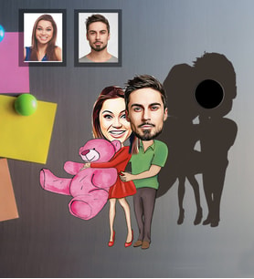 Kişiye Özel Sevgili Karikatürlü Ahşap Magnet Model 8