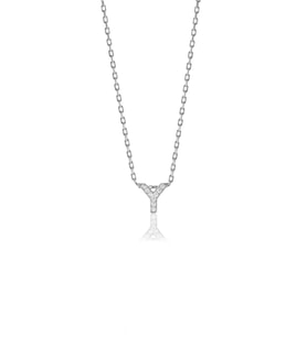 Söğütlü Silver Gümüş  rodyumlu üç boyutlu minimal Y gümüş harf kolye
