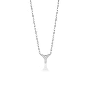 Söğütlü Silver Gümüş  rodyumlu üç boyutlu minimal Y gümüş harf kolye