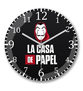 La Casa De Papel  Duvar Saati Bombeli Gercek Cam